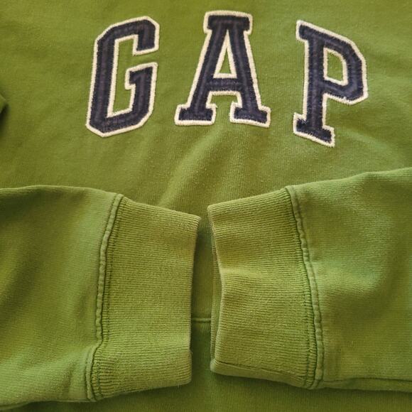 VTG GAP 2000s Womens Classic Brand Logo Spell Out Cropped Hoodie Green Navy✨️M - Picture 3 of 10